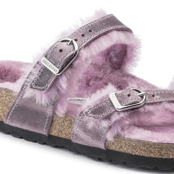 Birkenstock Mayari Shearling Oiled Leather Lavender Sandals 1021016 US4 EU35 - Picture 4 of 7